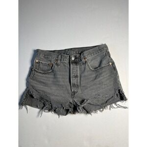 Levi's Women's 501 Distressed Gray Denim Blue Jean Shorts, Size W32‎